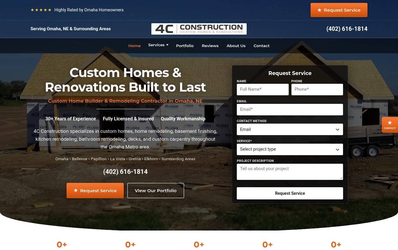 Screenshot of the 4C Construction website