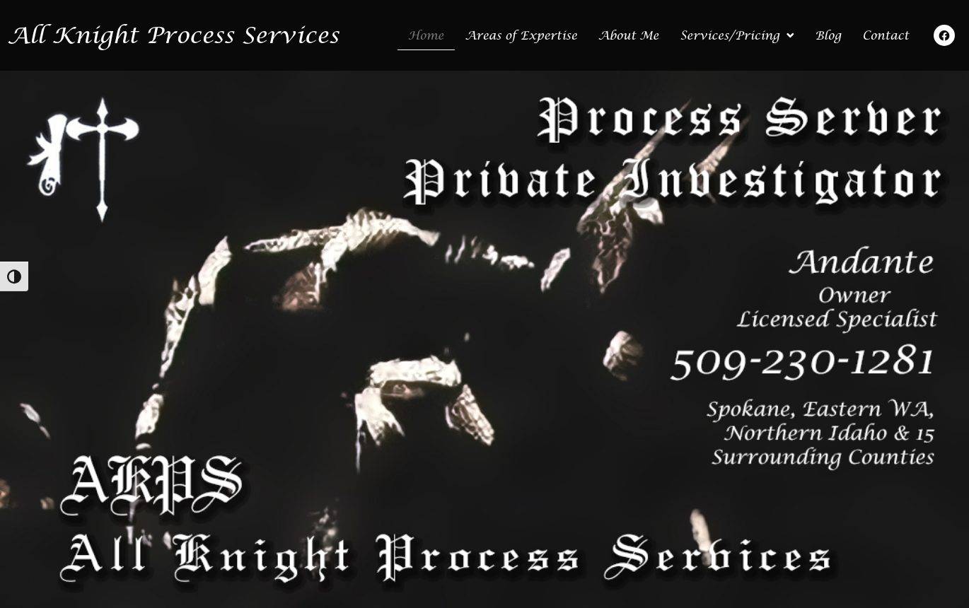 Screenshot of the All Knight Process Services website