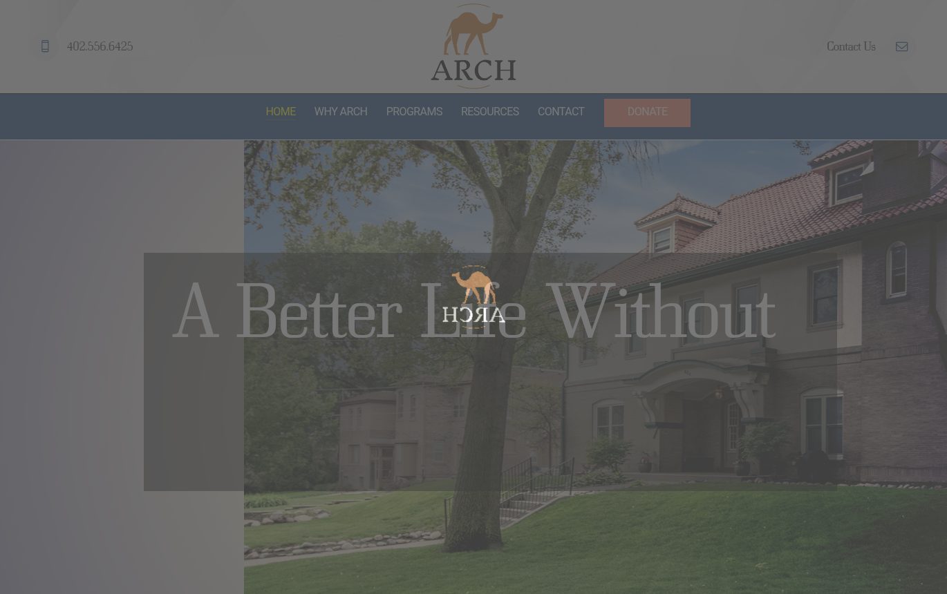 Screenshot of the Arch Halfway House website