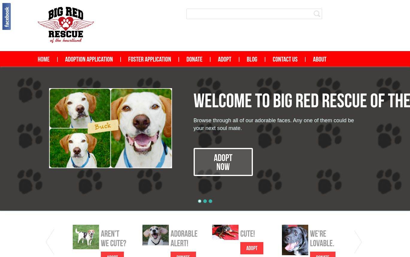 Screenshot of the Big Red Rescue of the Heartland website