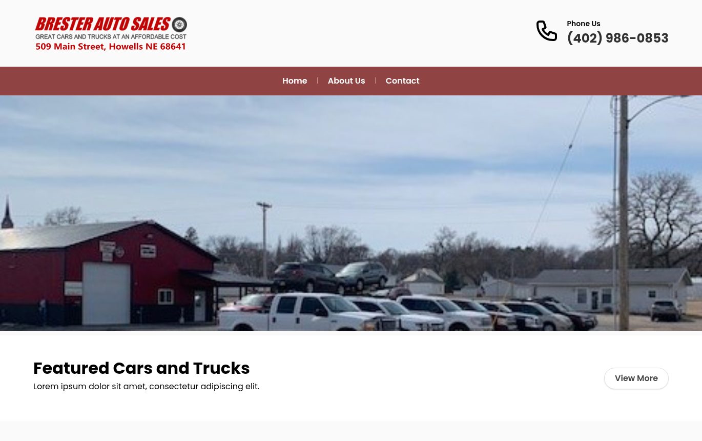 Screenshot of the Brester Auto Sales website