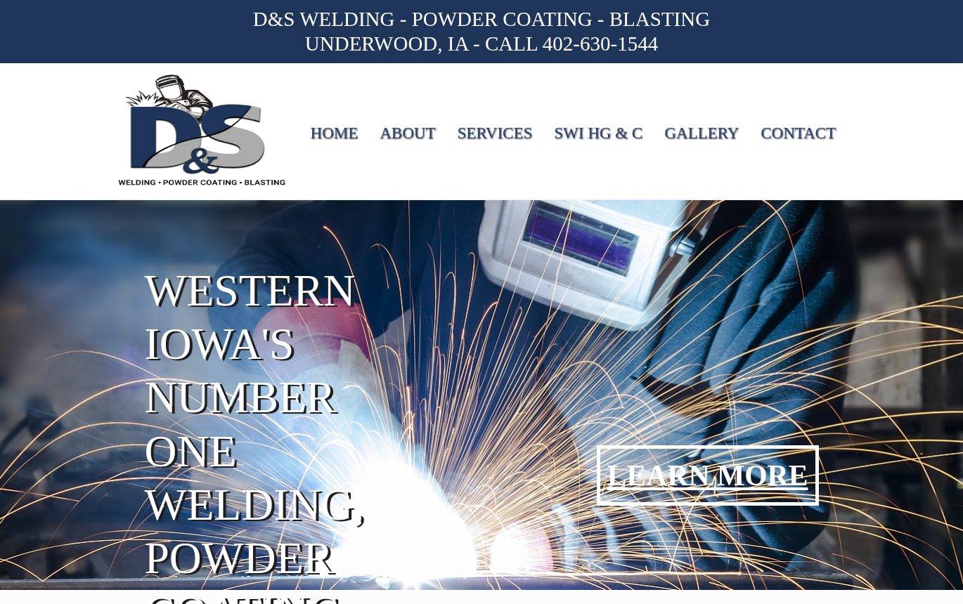 Screenshot of the D&S Welding, Powder Coating, and Blasting website