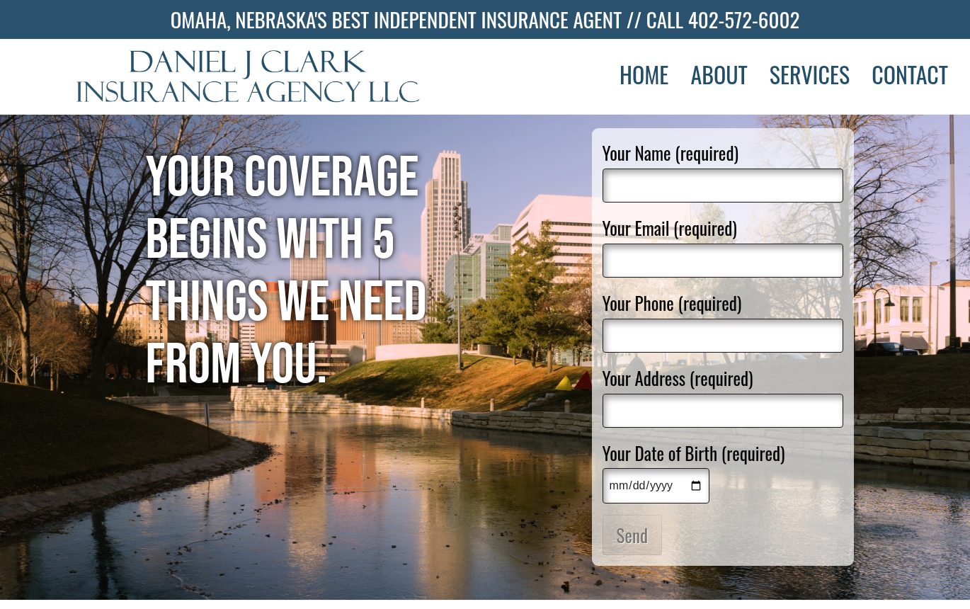 Screenshot of the Daniel J Clark Insurance Agency LLC website