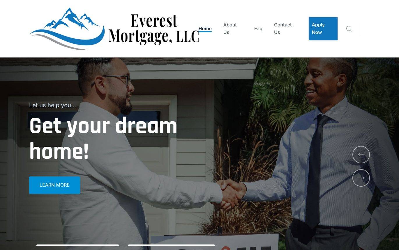 Screenshot of the Everest Mortgage LLC website