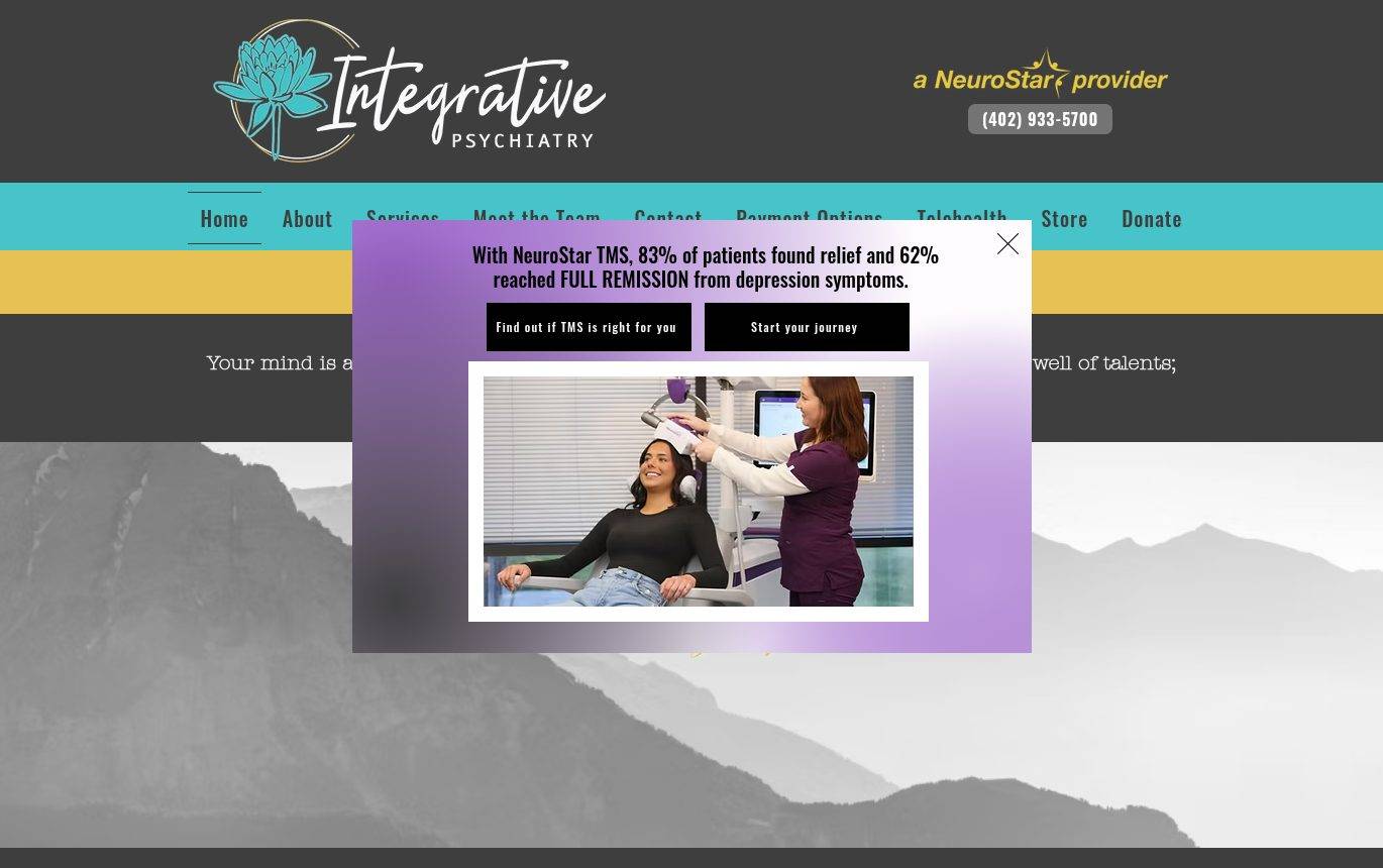 Screenshot of the Integrative Psychiatry website