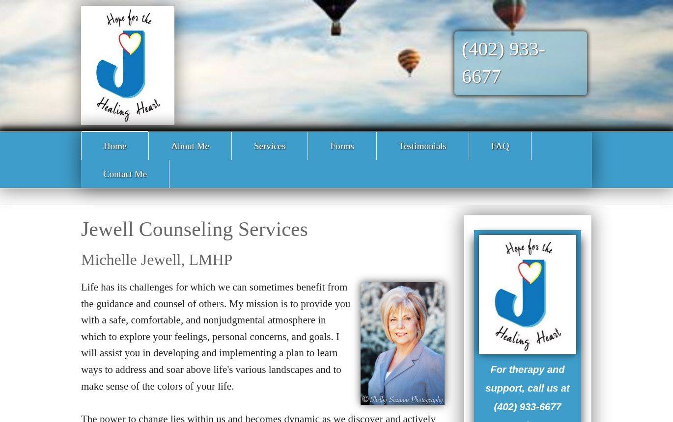 Screenshot of the Jewell Counseling website
