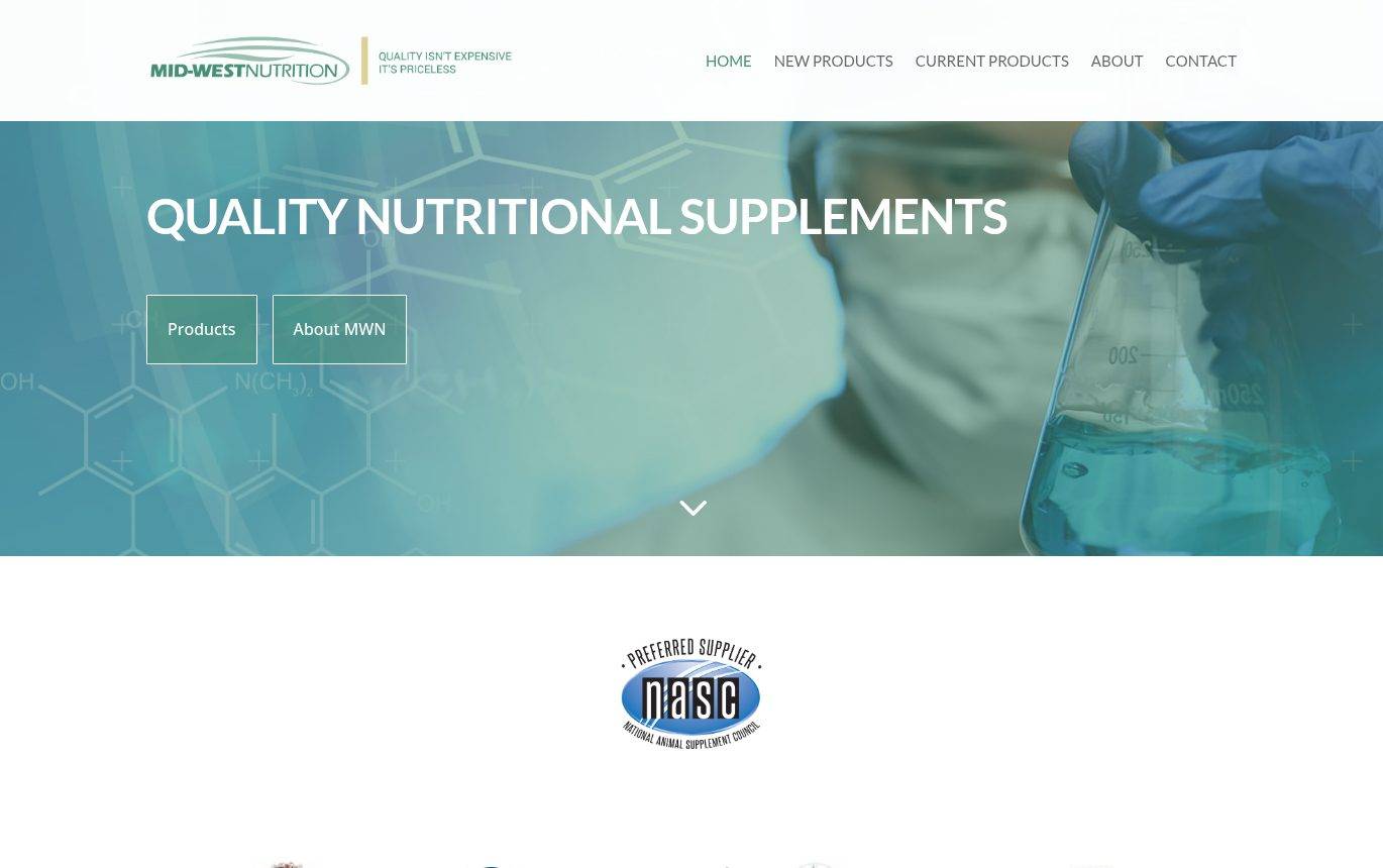 Screenshot of the Mid-West Nutrition, Inc. website