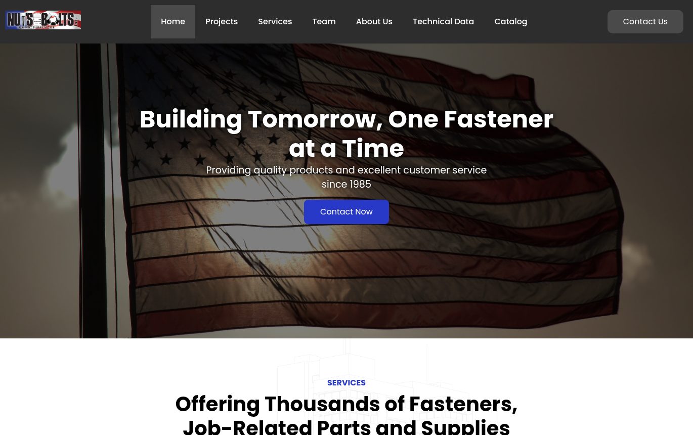 Screenshot of the Nuts & Bolts, Inc. website