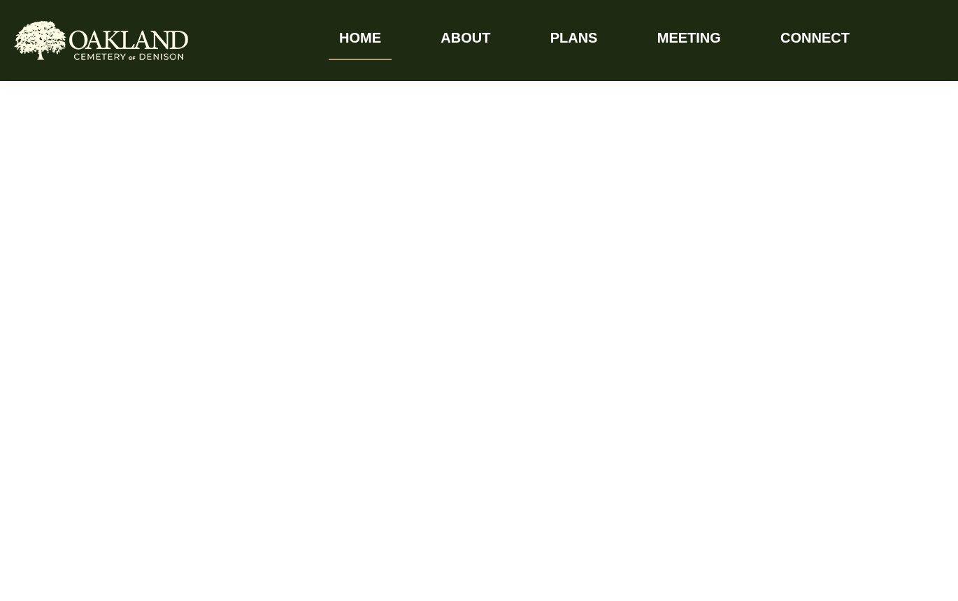 Screenshot of the Oakland Cemetery of Denison website