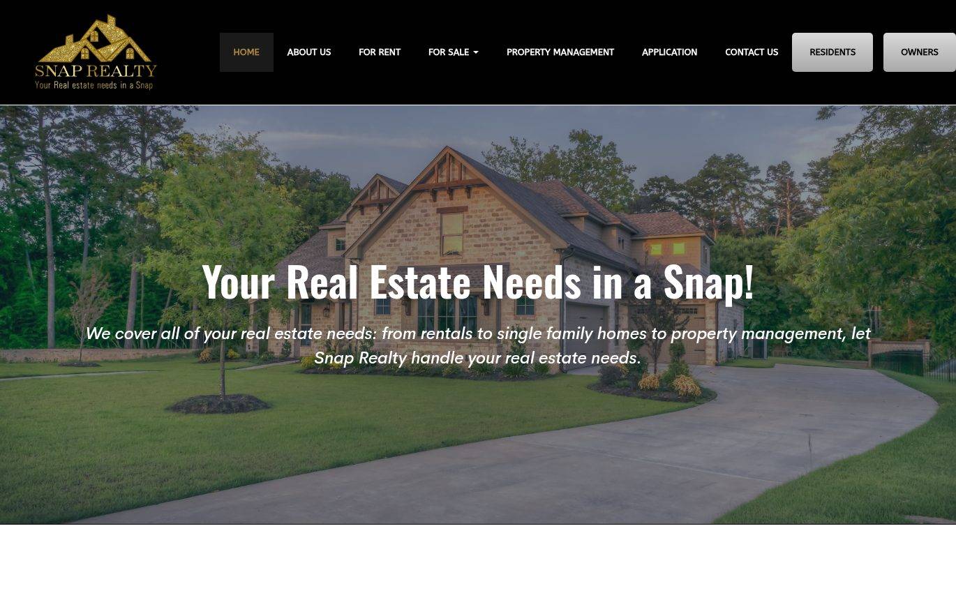 Screenshot of the Snap Realty website