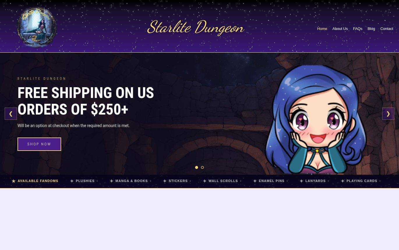 Screenshot of the Starlite Dungeon website