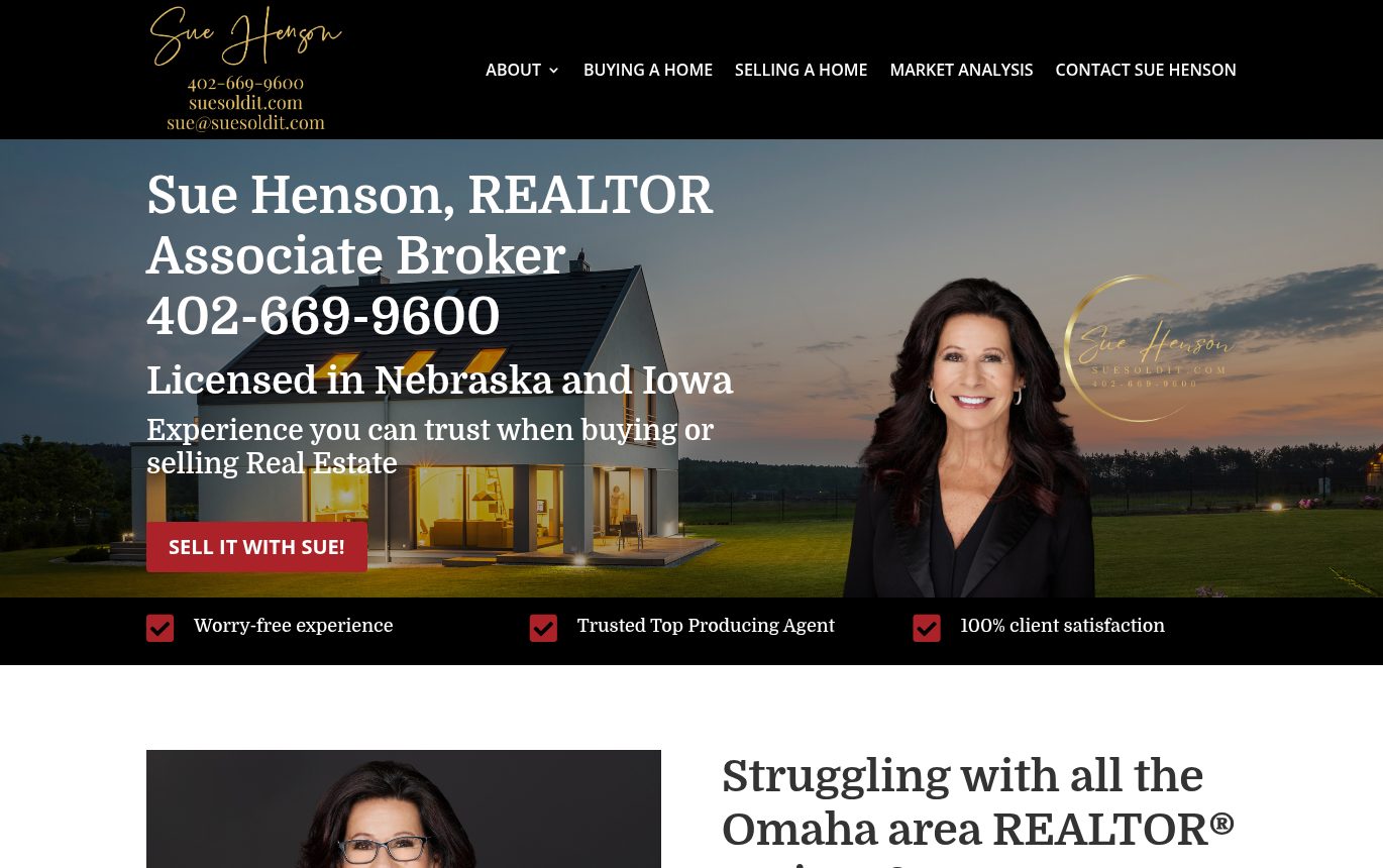 Screenshot of the Sue Henson, REALTOR website