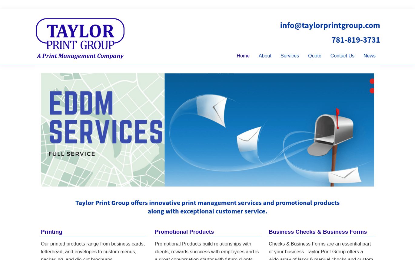 Screenshot of the Taylor Print Group website