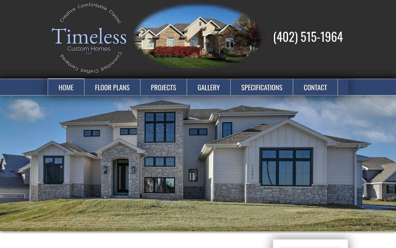 Screenshot of the Timeless Homes website
