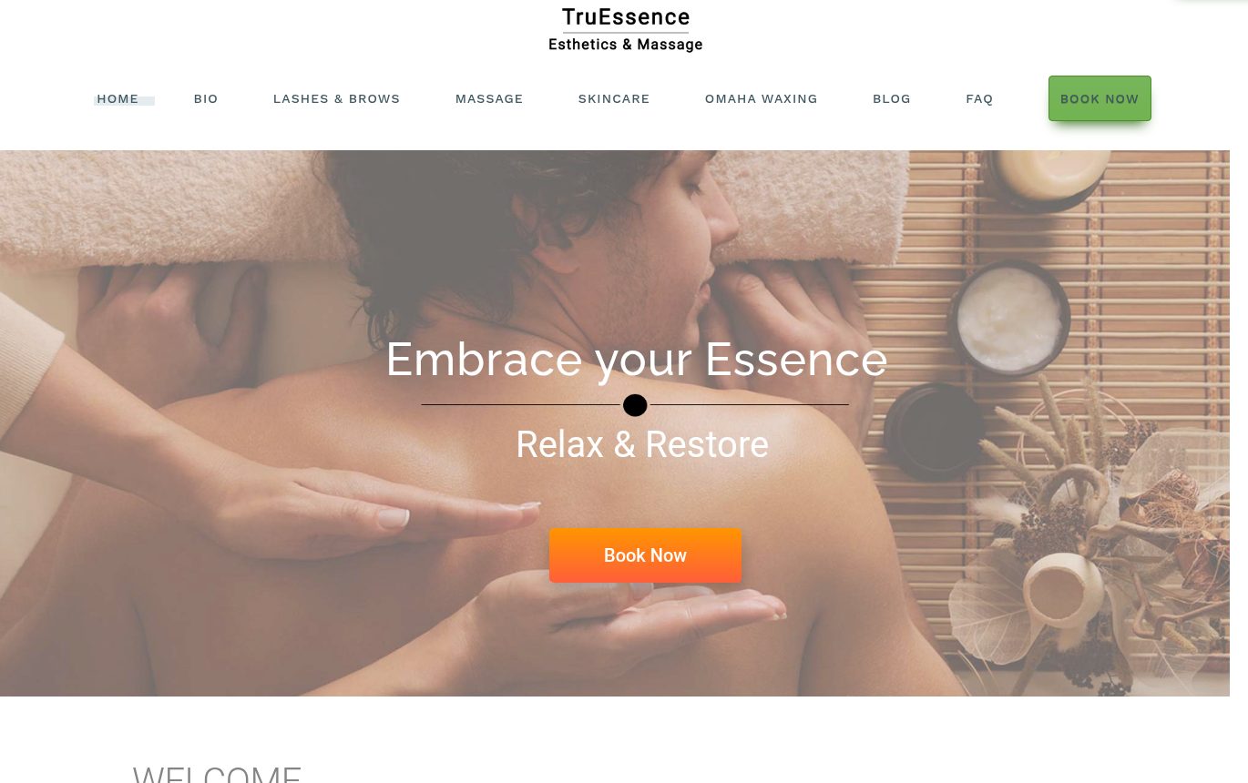 Screenshot of the TruEssence Esthetics and Massage, LLC website