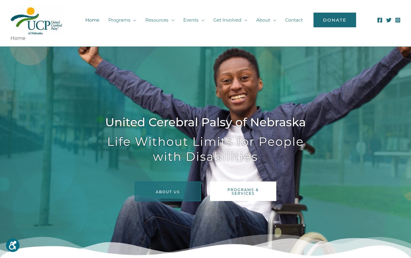 Screenshot of the United Cerebral Palsy of Nebraska website