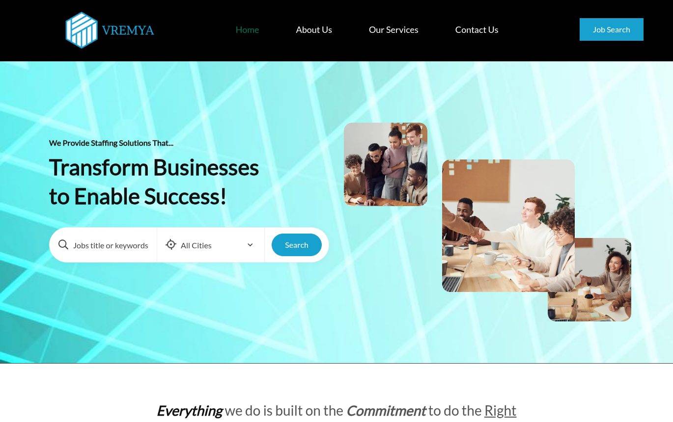 Screenshot of the VREMYA LLC website