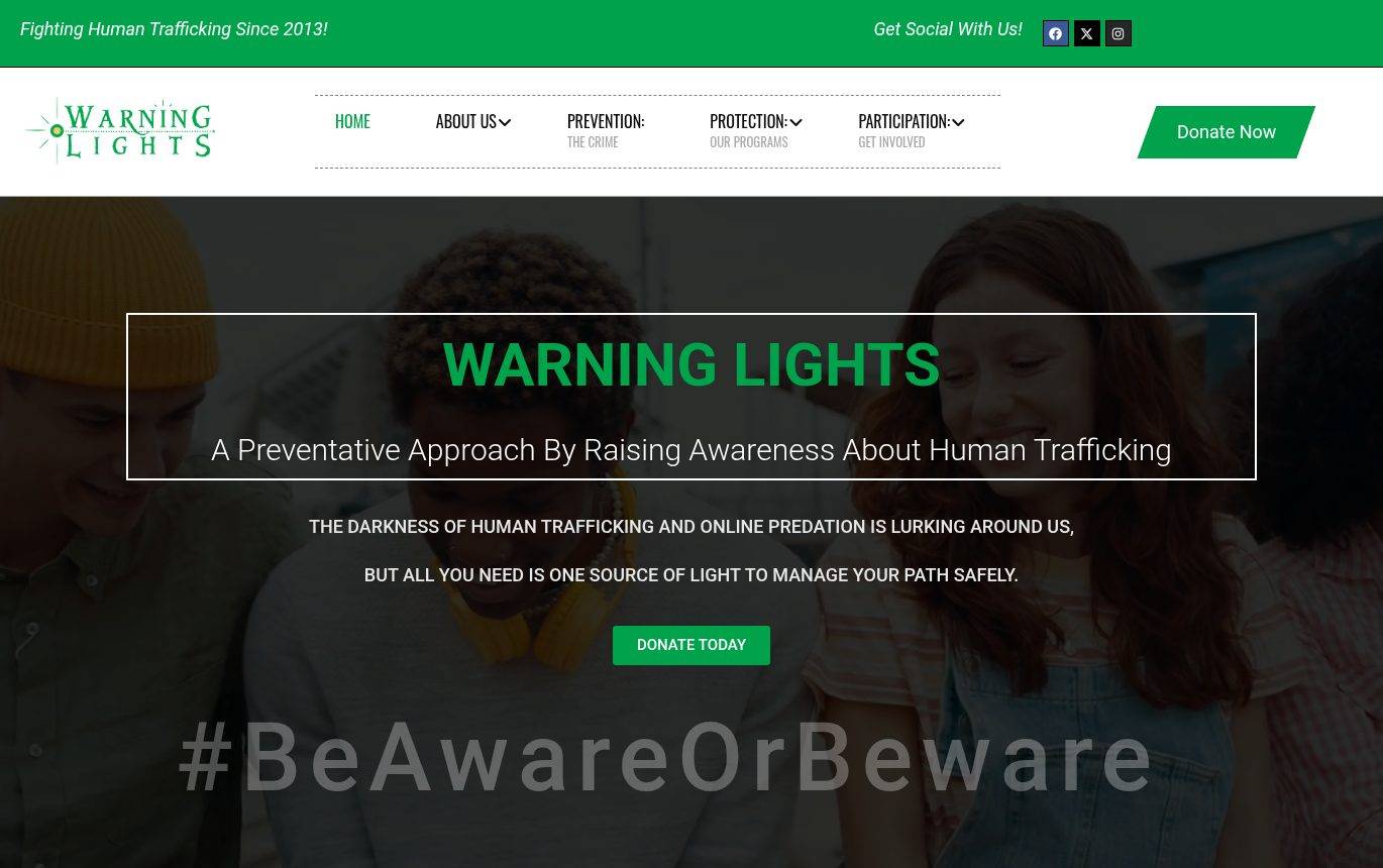 Screenshot of the Warning Lights website